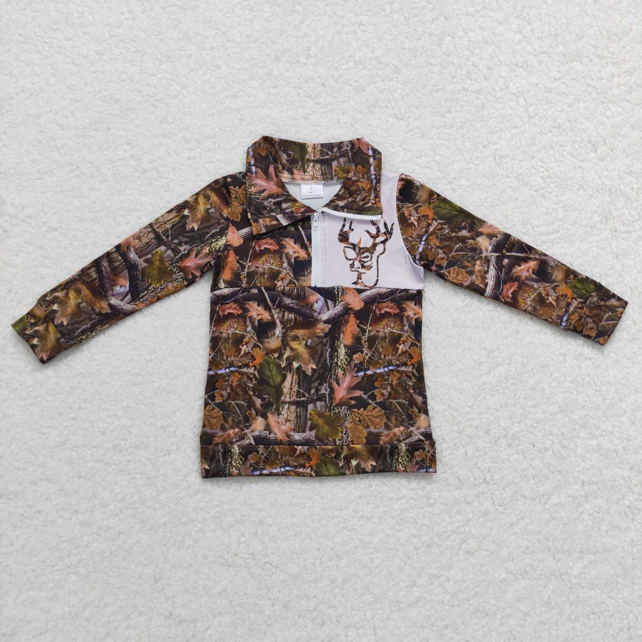 BT0331 Hunt camo tree branch deer long sleeve boys top