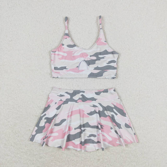 S0285 pink camo girls swimsuits