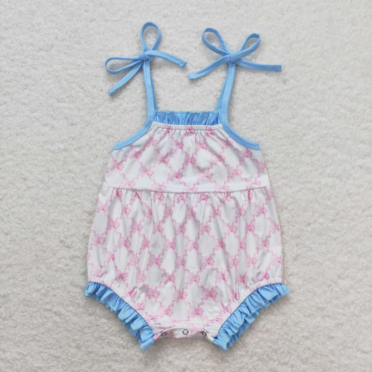 SR1086 Pink bowknot blue girls romper