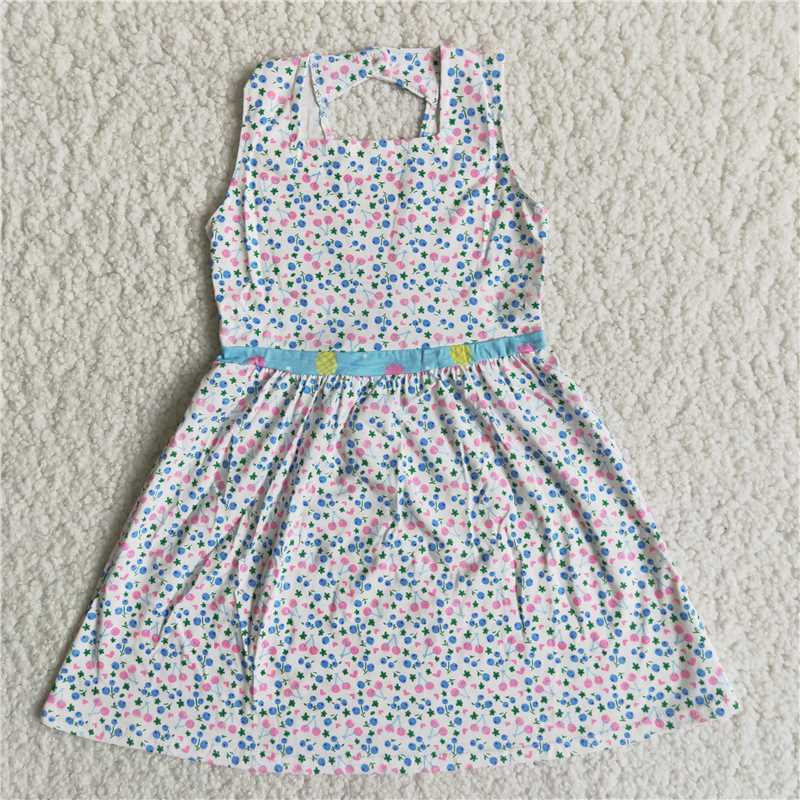 B10-21 little flowers Summer floral sleeveless girls dress