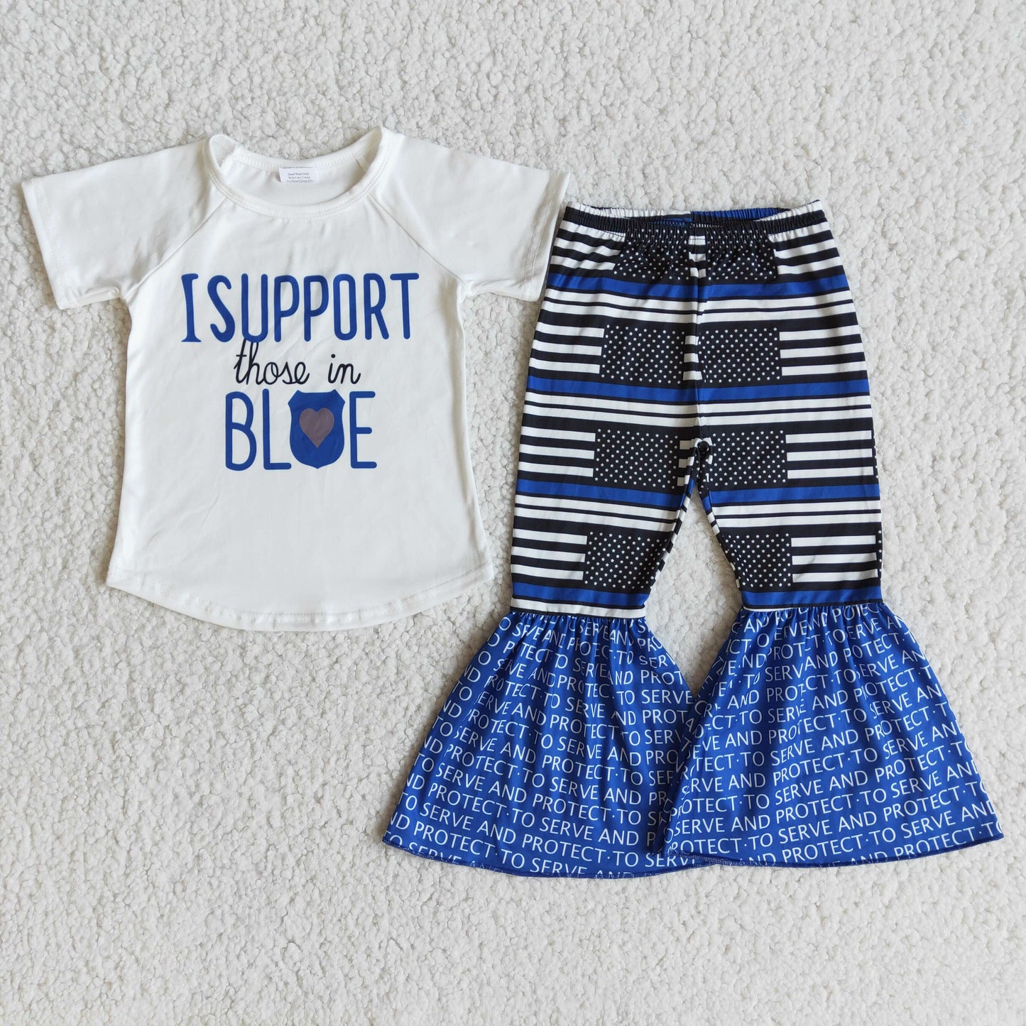 B14-23 Blue short sleeve pants girl set