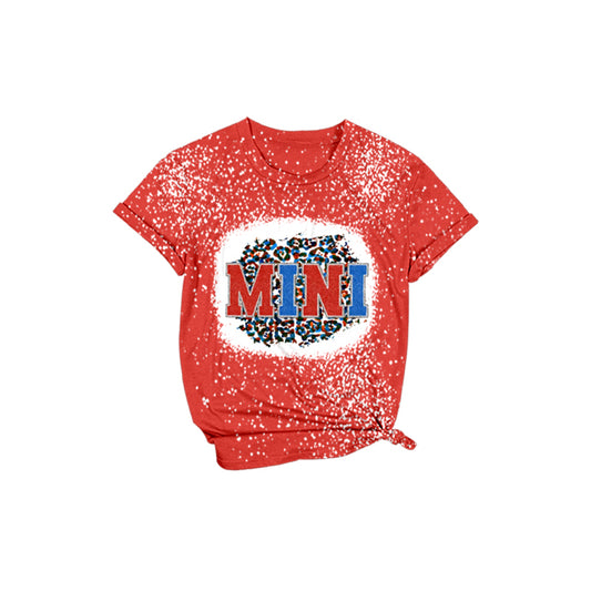 preorder GT0458 July 4th mini leopard red short sleeve girls top