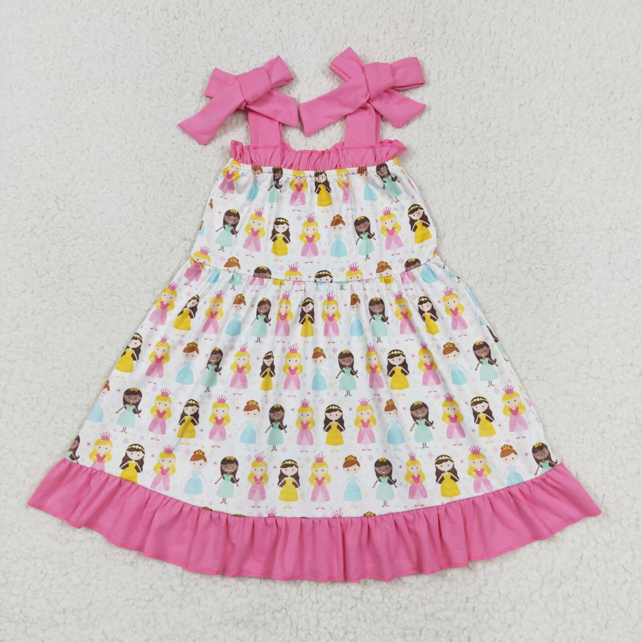 GSD1097 cartoon princess hot pink lace-up girls dress