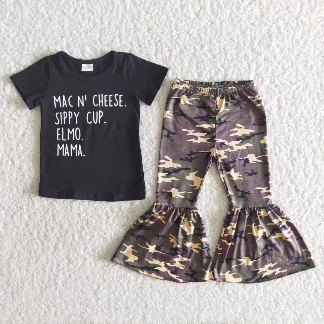 B4-4 Mama camouflage short sleeve pants girls set