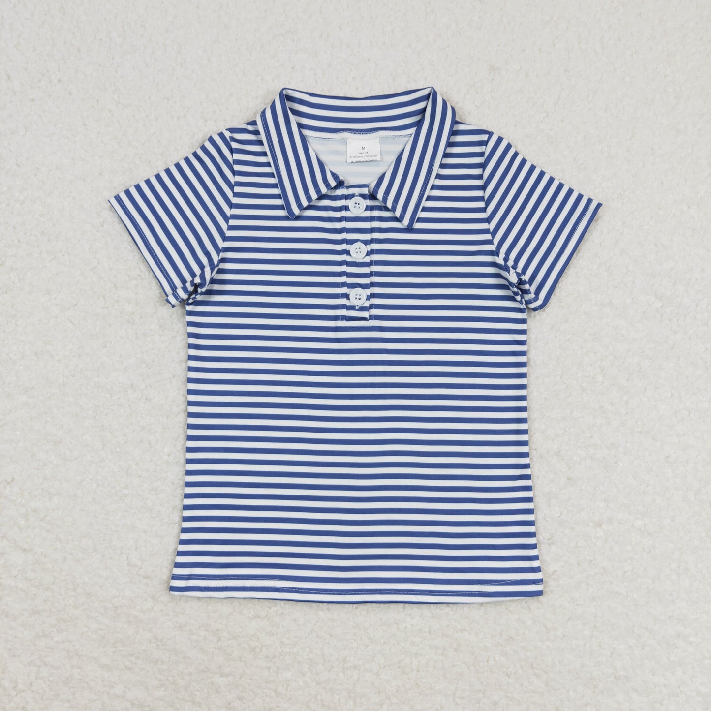 BT0654 navy blue striped short sleeve boys top