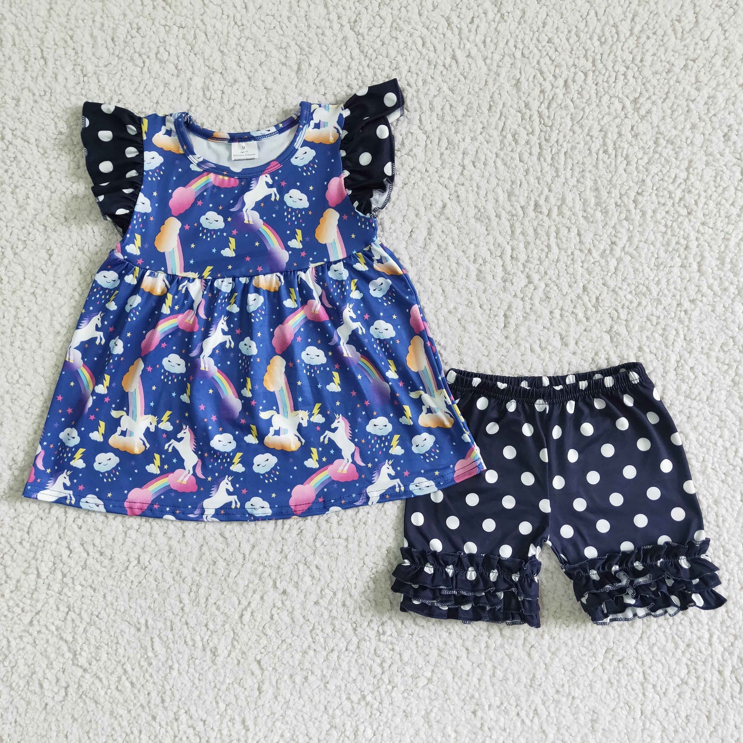 C9-21 Unicorn Rainbow Baby Girls Summer Set