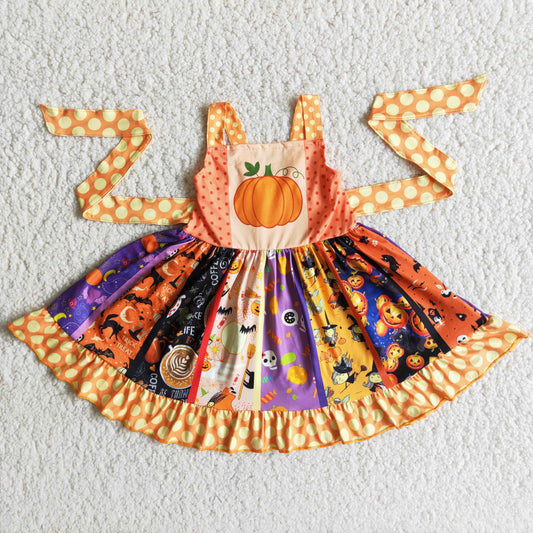 B8-1 Halloween pumpkin girls dress