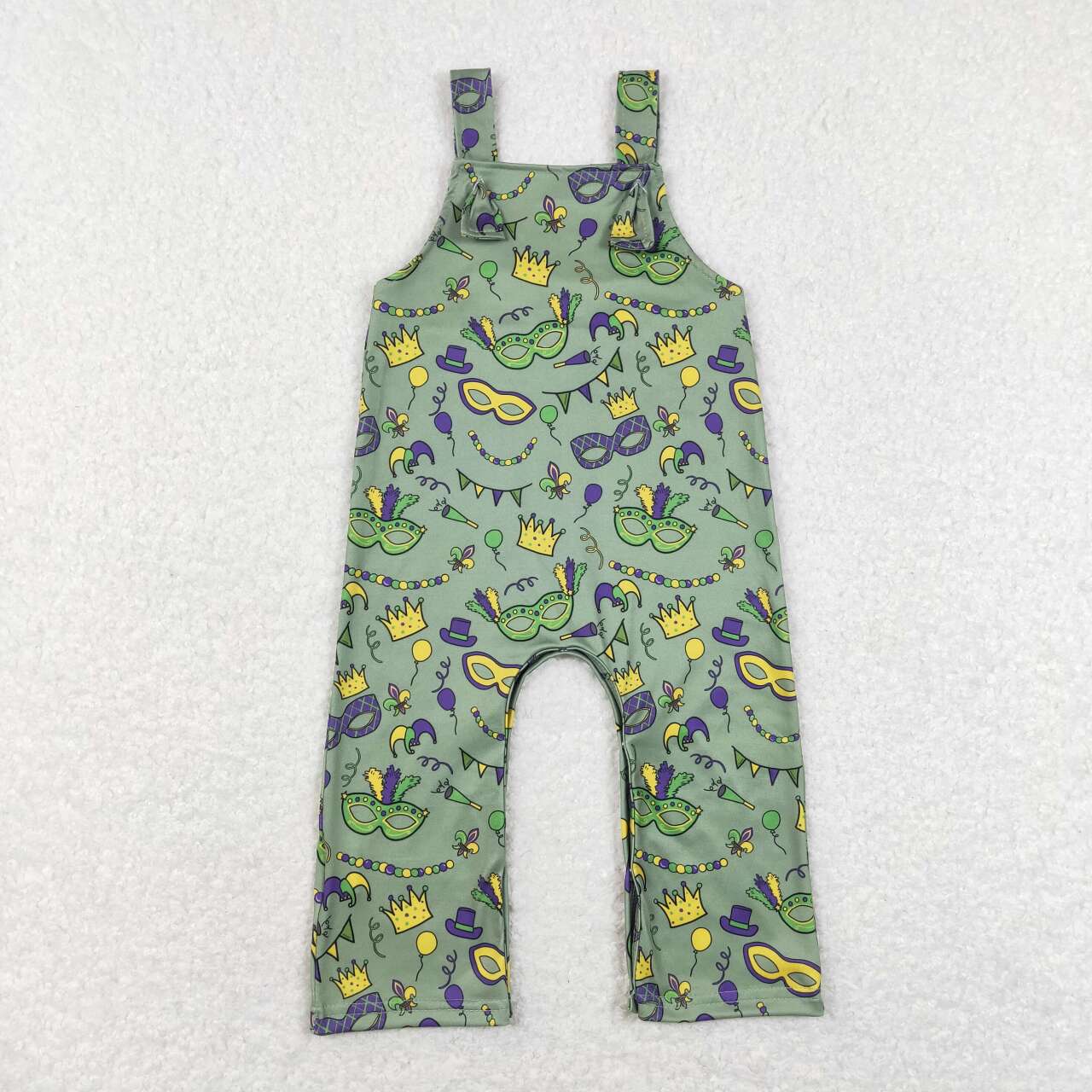 SR0601 Mardi Gras cartoon green sleeveless kids romper