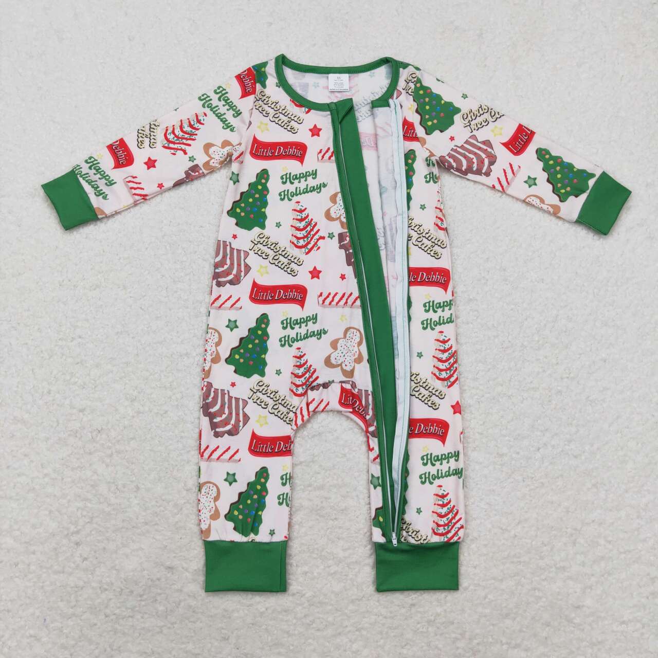 LR1057 bamboo Christmas its the season cake long sleeve boys romper