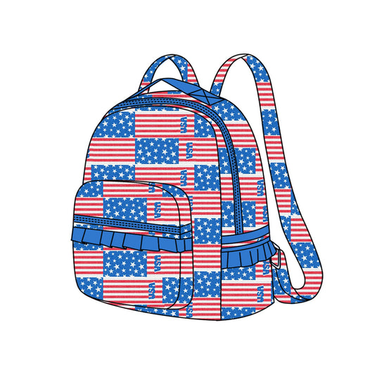 preorder BA0177 July 4th flag red striped kids bag