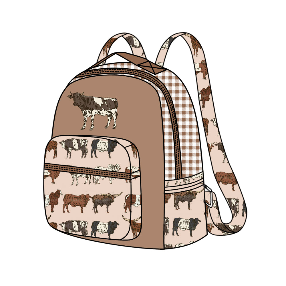 preorder BA0269 Farm cow brown kids bag