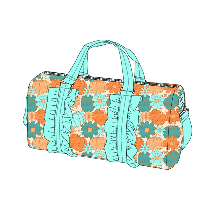 preorder BA0313 pumpkin flowers green ruffles bag