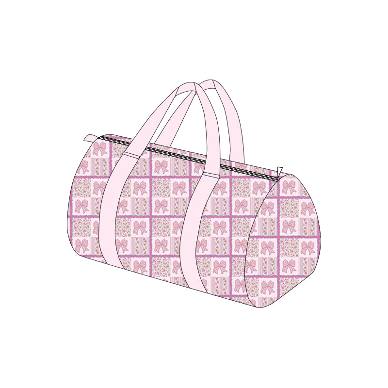 preorder BA0389 Pink Bows Flowers Duffle Bag