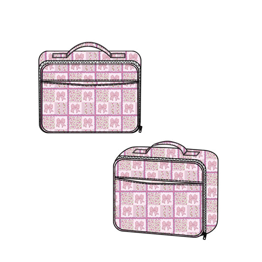 preorder BA0390 Pink Bows Flowers Lunchbox Lunch Bag