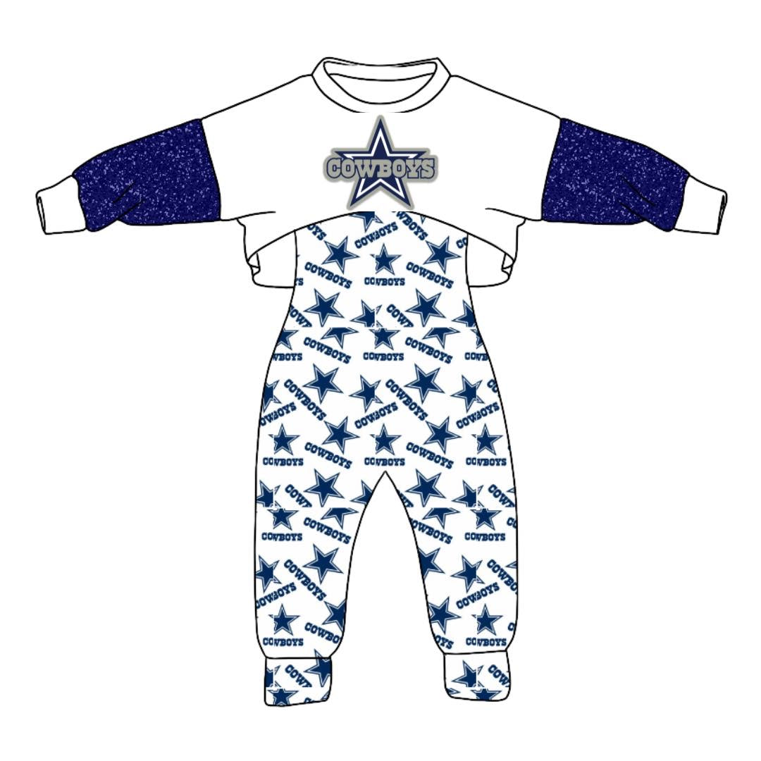 custom S 9.2 Cowboys star blue jumpsuit set