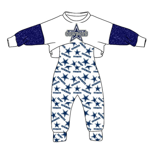 custom S 9.2 Cowboys star blue jumpsuit set