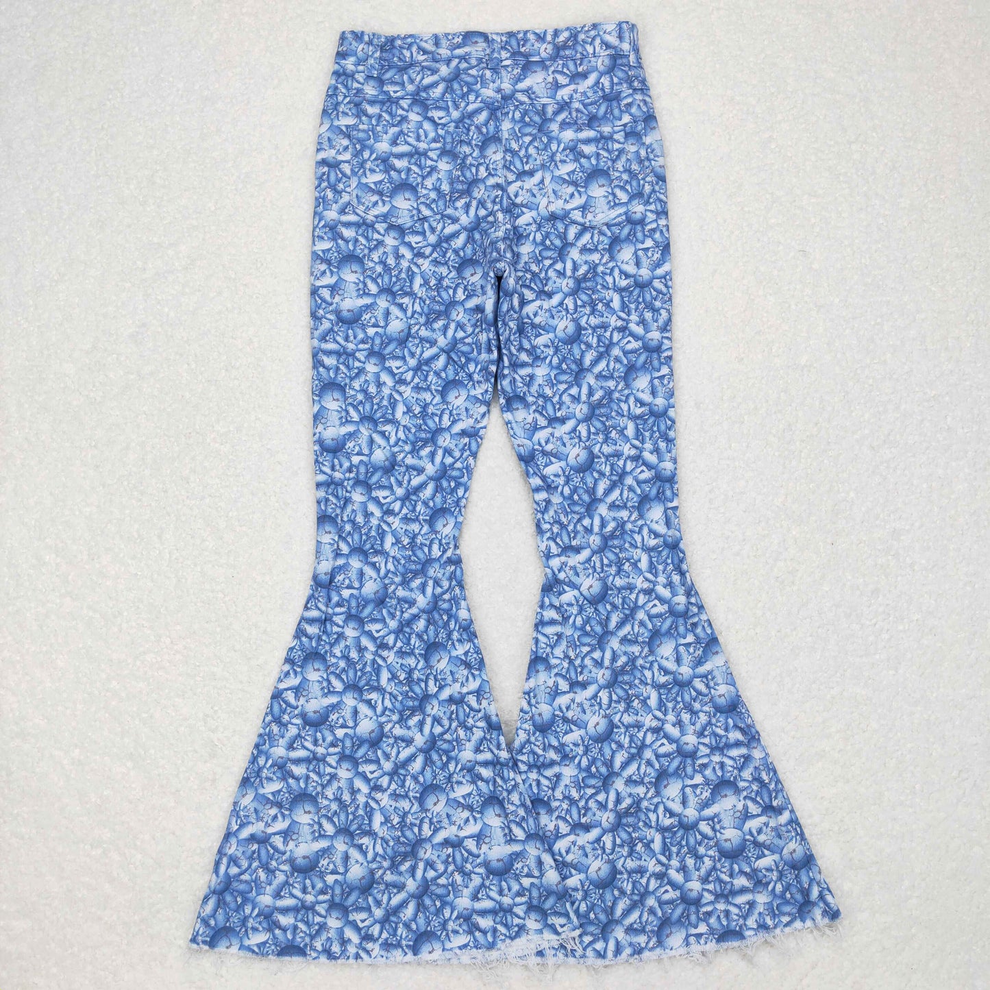 P0297 Blue flowers adult adult denim pants