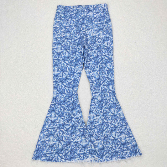 P0297 Blue flowers adult adult denim pants