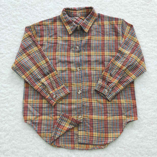 BT0241 Plaid Long Sleeves Fall Boys Kids Button Up Flannel