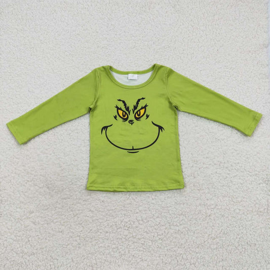 BT0256 Christmas Green Face Long Sleeves Boys Top