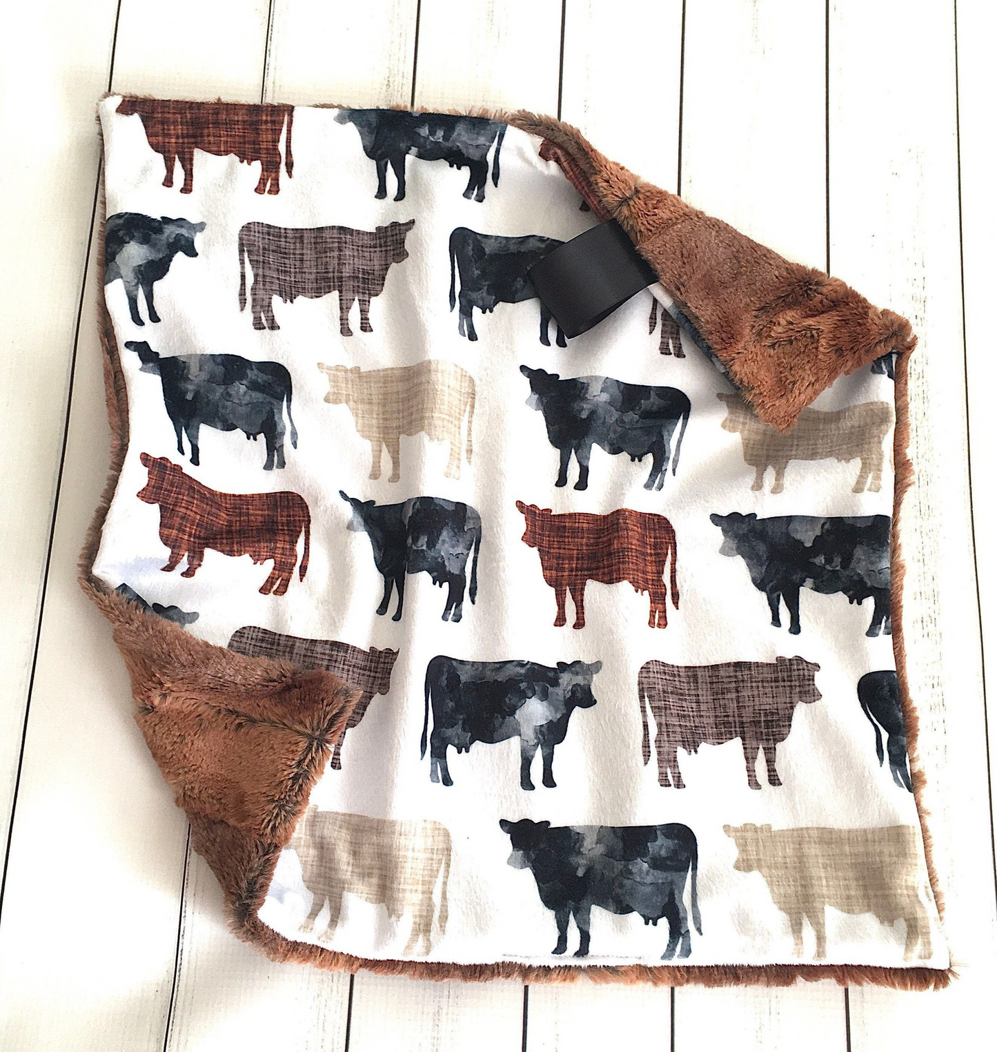 preorder BL0059 Farm Cow Brown Baby Blanket