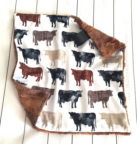 preorder BL0059 Farm Cow Brown Baby Blanket
