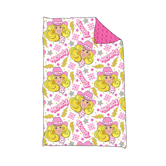 preorder BL0067 Howdy BA pink baby blanket