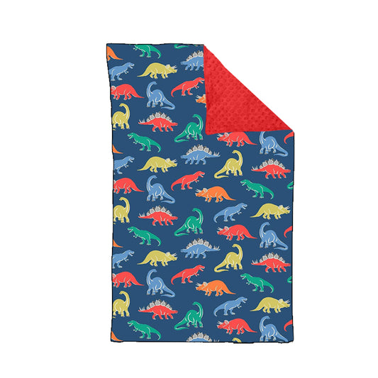 preorder BL0098 Colorful dinosaur navy baby blanket