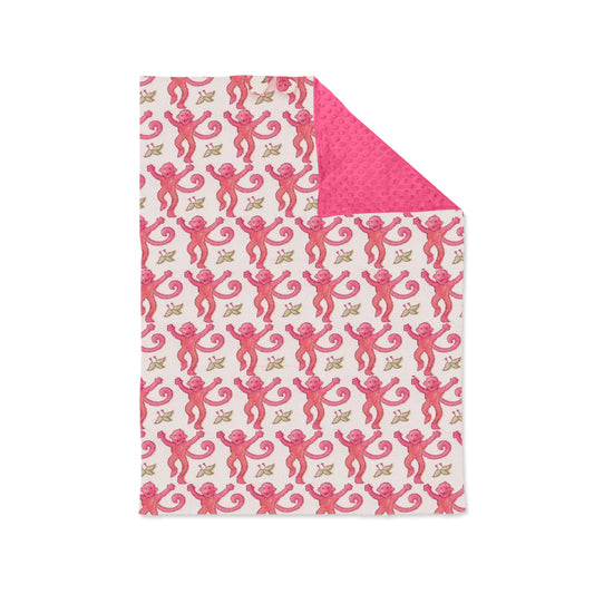 preorder BL0128 pink monkey baby blanket