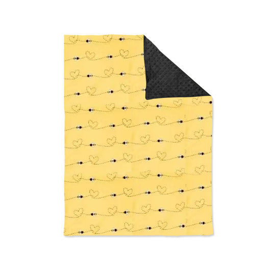 preorder BL0135 cute bee heart yellow baby blanket