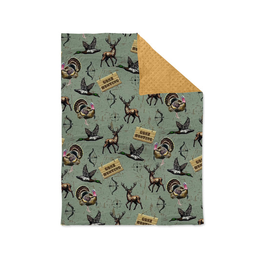 preorder BL0151 hunting mallard turkey baby blanket