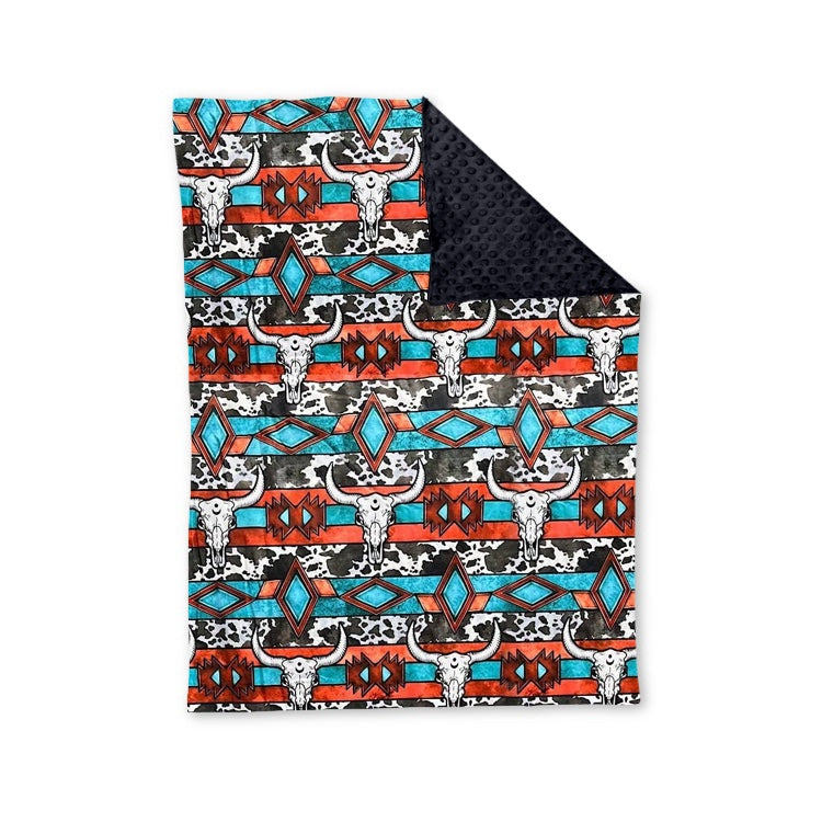 preorder BL0161 Western Aztec cow baby blanket