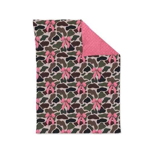 preorder BL0189 hunting camo duck camo pink bows baby blanket