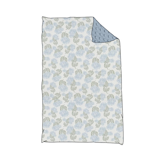 preorder BL0190 blue flowers baby blanket