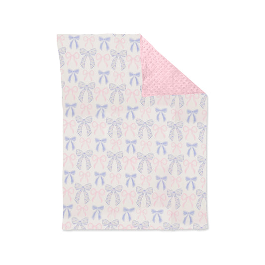 preorder BL0191 pink blue bows baby blanket