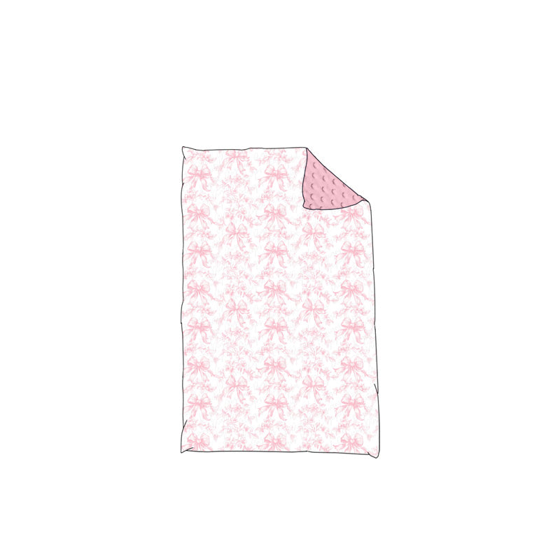 preorder BL0194 Pink Bows Flowers Baby Blanket