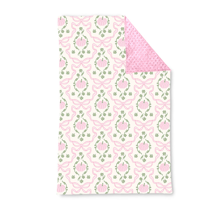 preorder BL0215 In October we wear pink pumpkin bows baby blanket