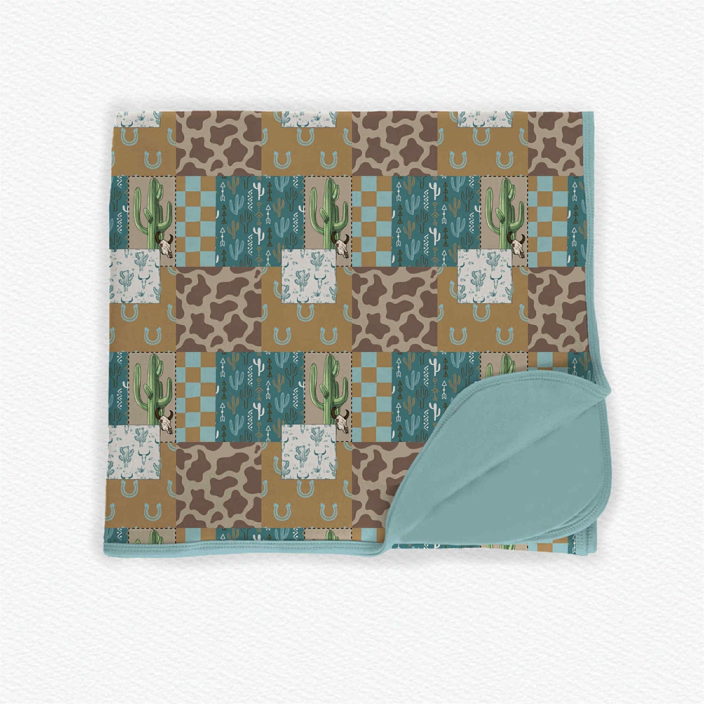 preorder BL0236 Western Cactus Cow Print Baby Blanket