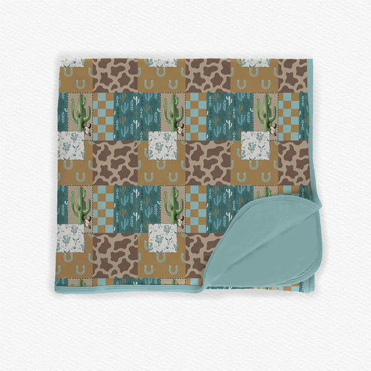 preorder BL0236 Western Cactus Cow Print Baby Blanket