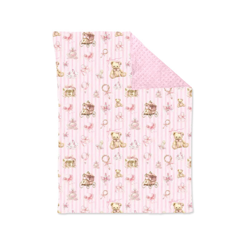 preorder BL0237 Cute Bear Bows Pink Baby Blanket