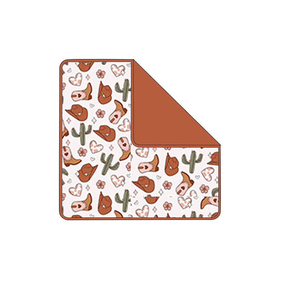 preorder BL0244 Valentine's Day Western Cactus Boot Brown Baby Blanket