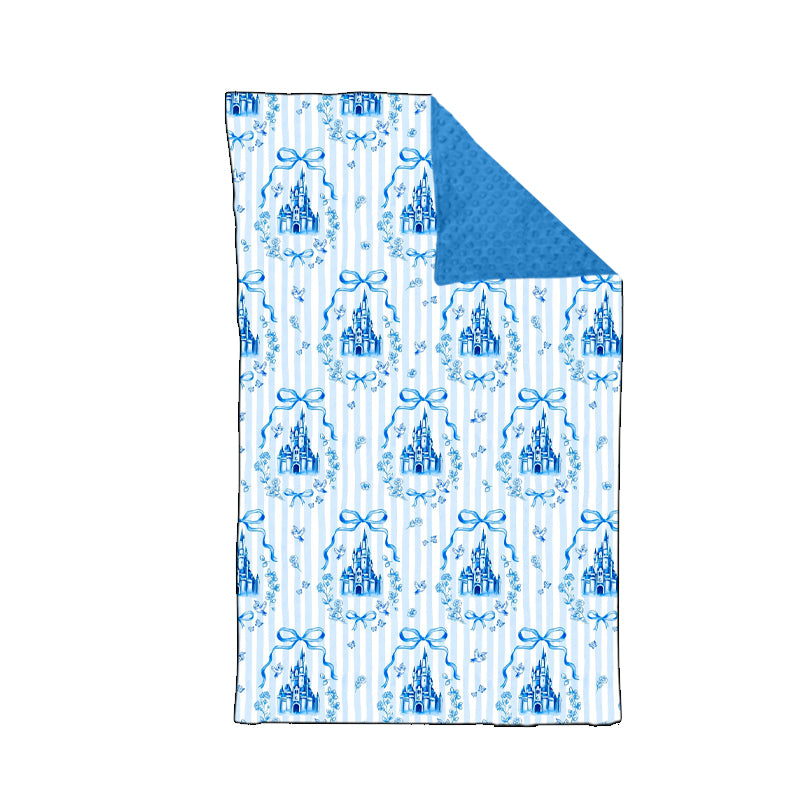 preorder BL0247 Blue Castle Bows Baby Blanket