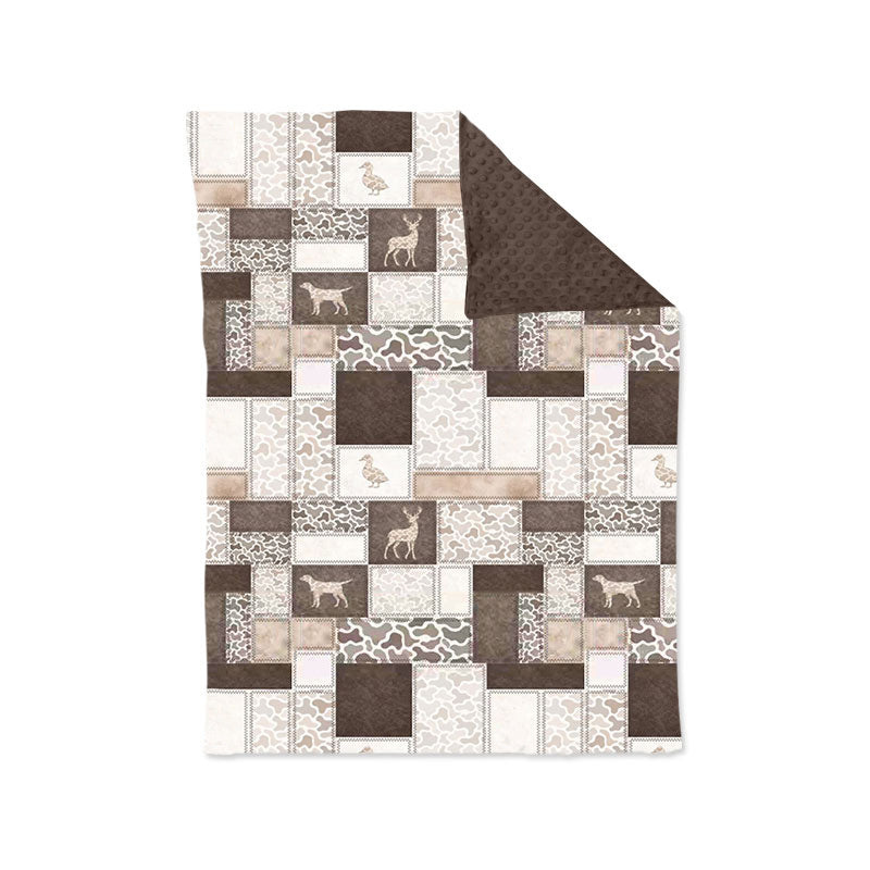 preorder BL0249 Hunting Camo Deer Dog Brown Baby Blanket