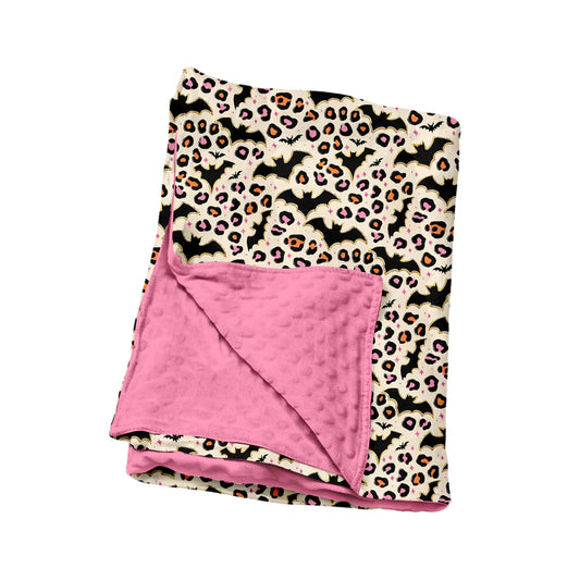 preorder BL0254 Halloween Leopard Bat Baby Blanket
