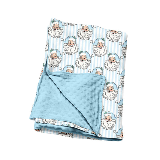 preorder BL0256 Christmas Santa Blue Baby Blanket