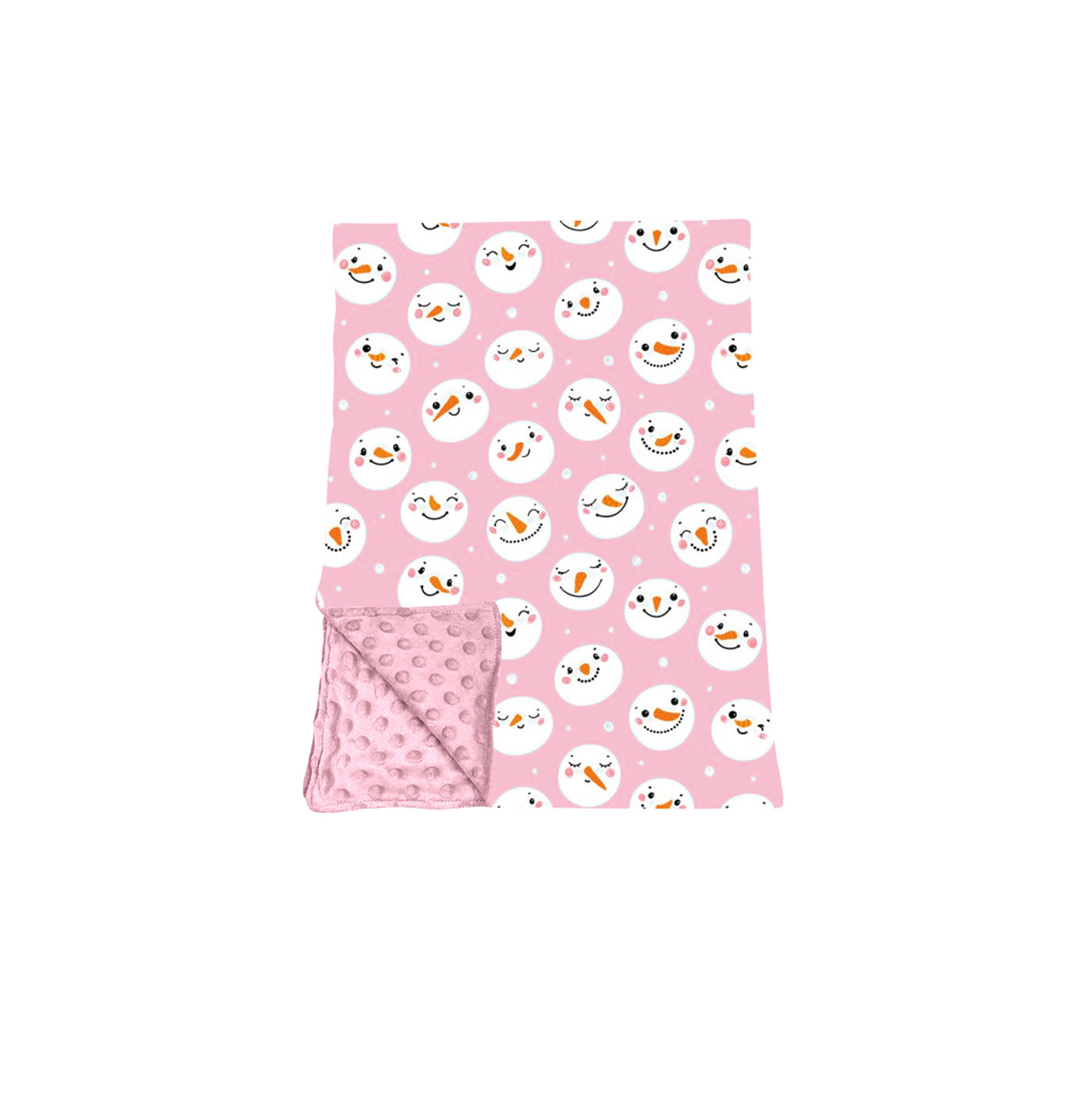 preorder BL0266 Christmas Snowman Pink Baby Blanket