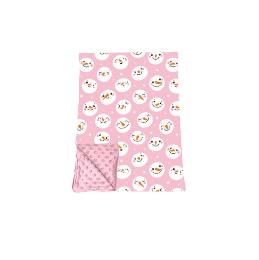 preorder BL0266 Christmas Snowman Pink Baby Blanket