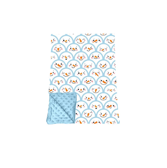 preorder BL0267 Christmas Snowman Blue Baby Blanket