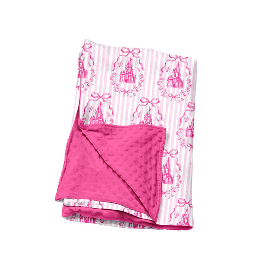 preorder BL0268 Castle Bows Pink Baby Blanket