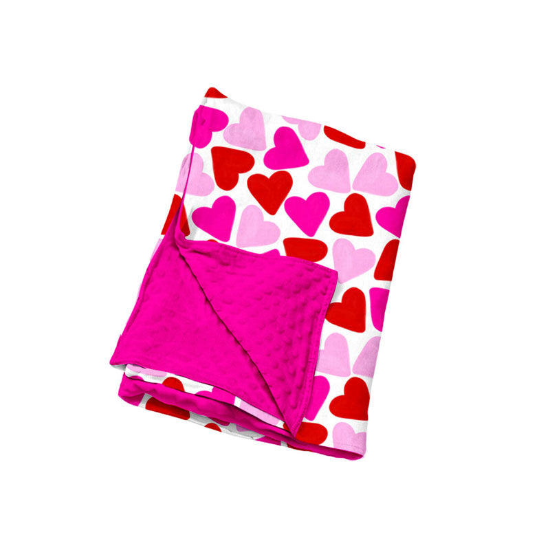 preorder BL0299 Valentine's Day Hot Pink Heart Baby Blanket